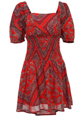 Cotton Voile Mini Dress Bandana Red