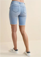 Mid Rise Star Shorts Light Wash