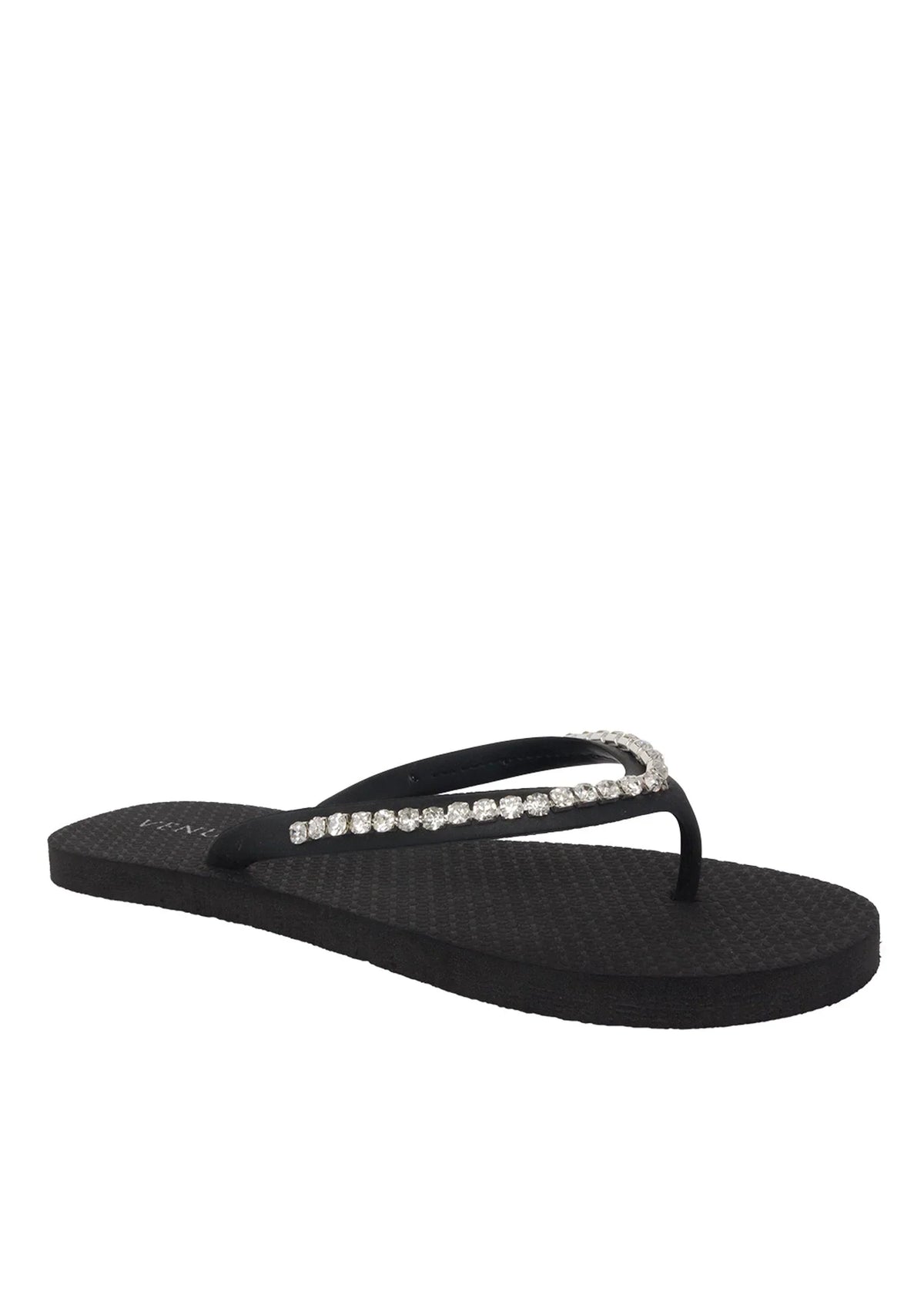 Rhinestone Flip Flop Sandals Black