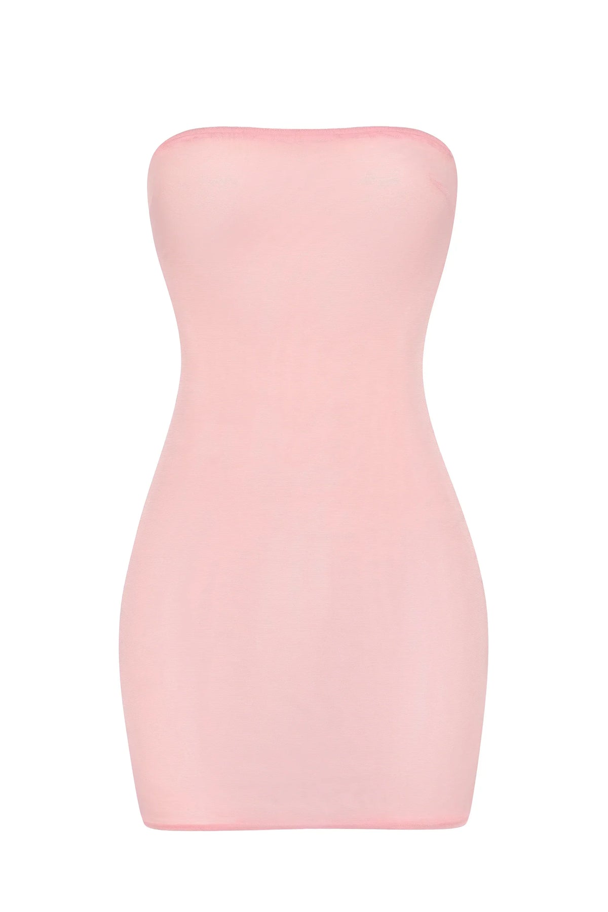 Soft Sheer Mesh Bandeau Mini Slip Dress in Pink