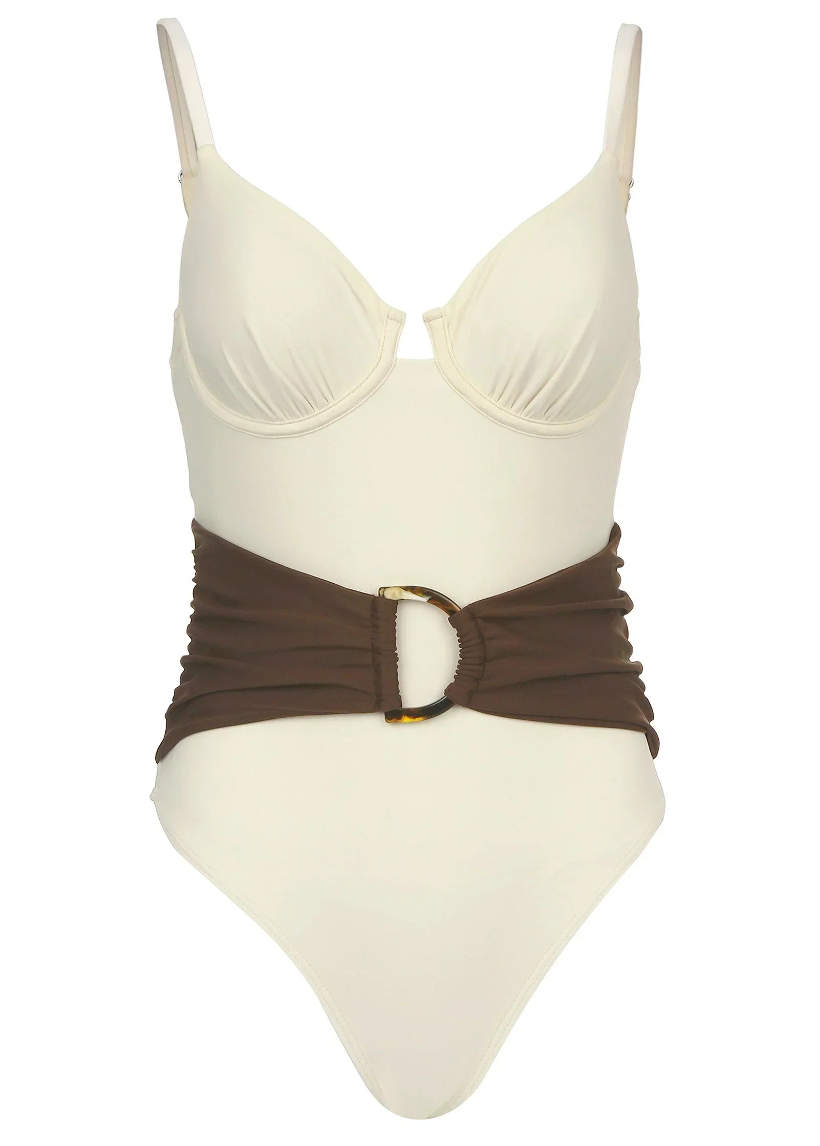 Colorblock Belted One Piece Pristine Chicory
