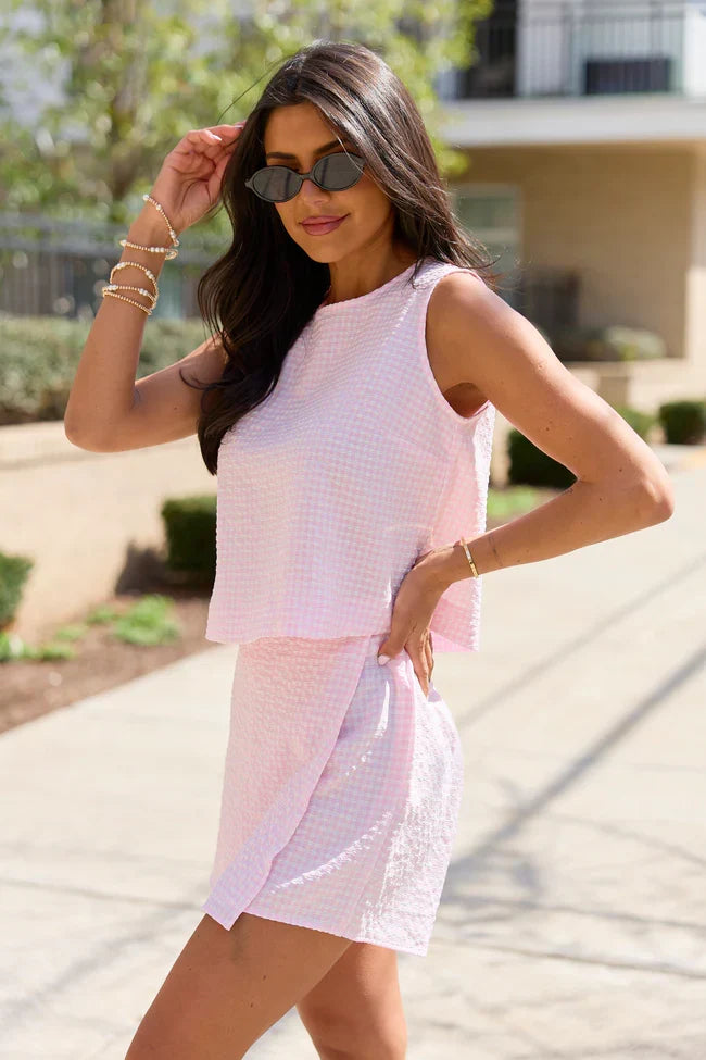 Erica Pink Gingham Skort Set SALE