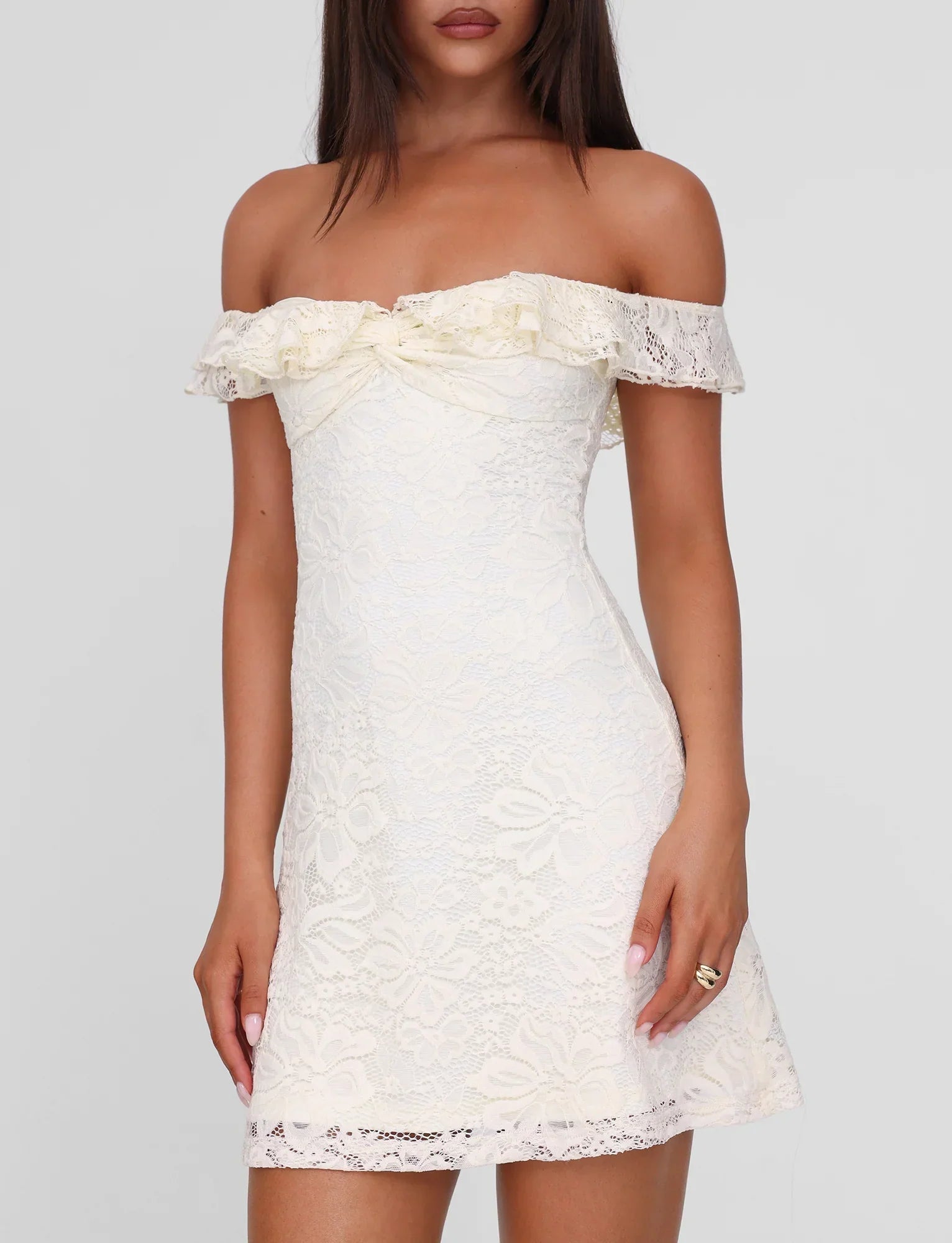 DENALI LACE MINI DRESS CREAM LACE