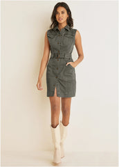 Colored Twill Utility Dress Olive