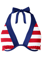 Belize Underwire Halter Top Red White Stripe