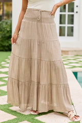Giselle Taupe Smocked Waist Maxi Skirt