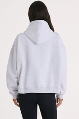 Soft Cotton Fleece Oversized Hoodie in Marl Grey