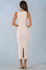 Modal Lace Trim Midaxi Dress in Ivory