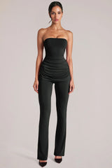 Mid Rise Fitted Trousers in Black