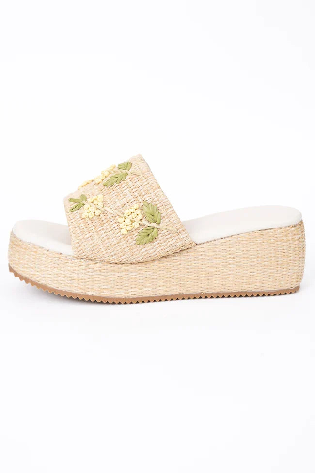 Taniya Yellow Floral Platform Sandal