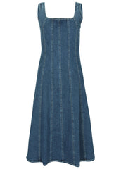 Denim Tank Midi Dress Medium Wash