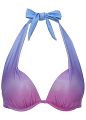 Shine Marilyn Push Up Halter Top Shimmering Ocean Ombre