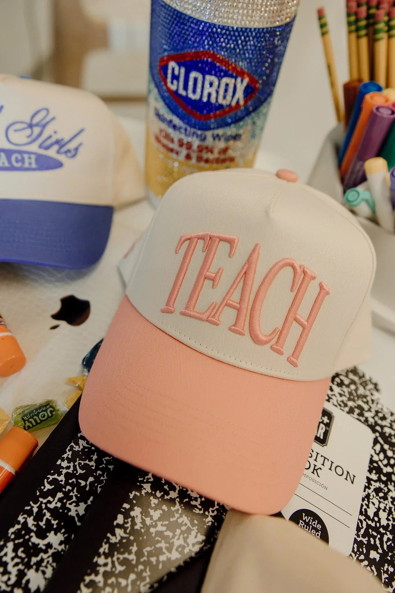 KenzKustomz Pink Vintage Trucker Hat Teach