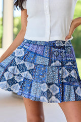 Through The Garden Blue Bandana Skort