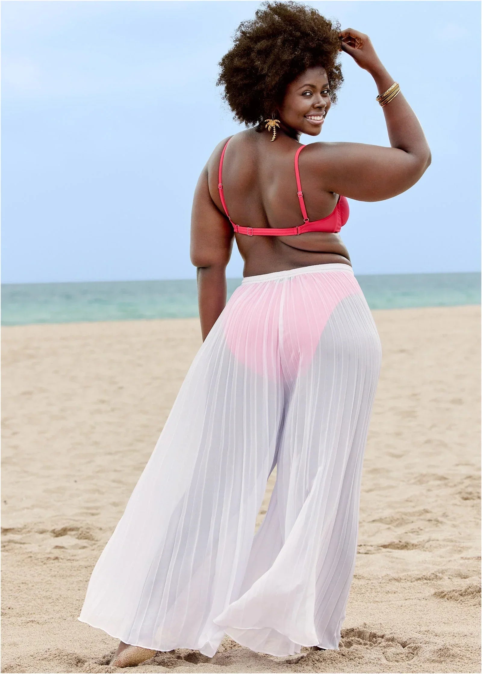 Pleated Cover Up Pants Pearl White