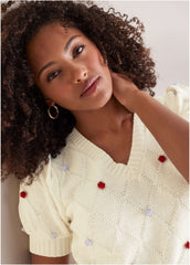 Pom Pom Sweater White Multi