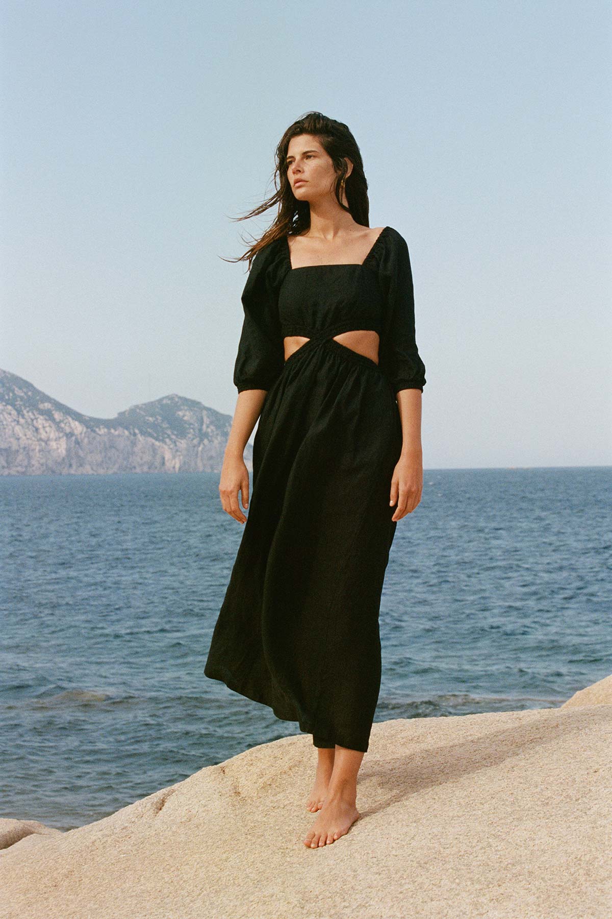 Cierra Cut Out Dress Black EcoLinen