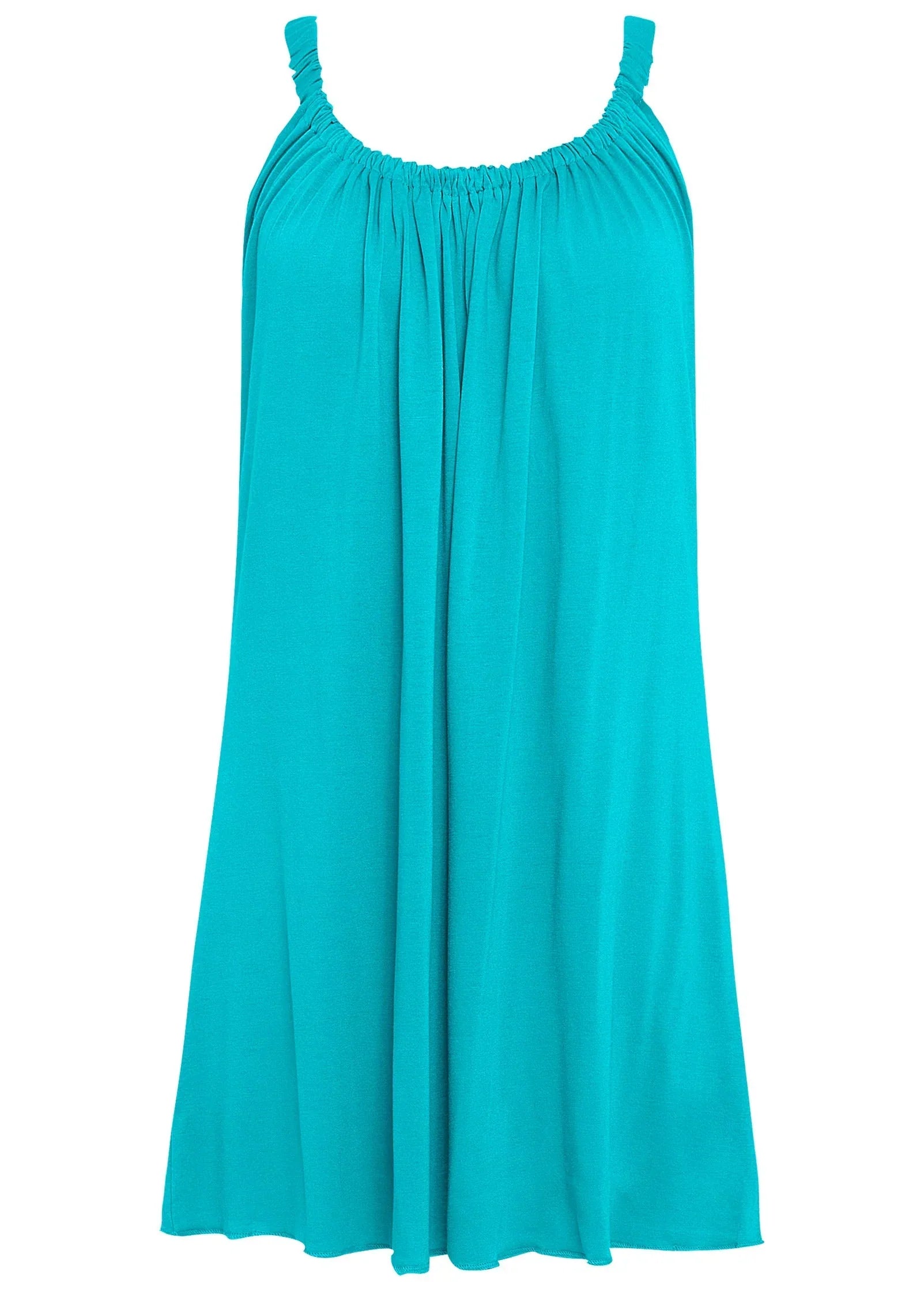 Gathered Neckline Dress Aqua Reef