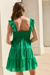 Its My Day Green Smocked Top Mini Dress