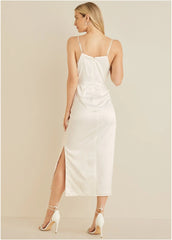 Cowl Neck Slip Dress Off White