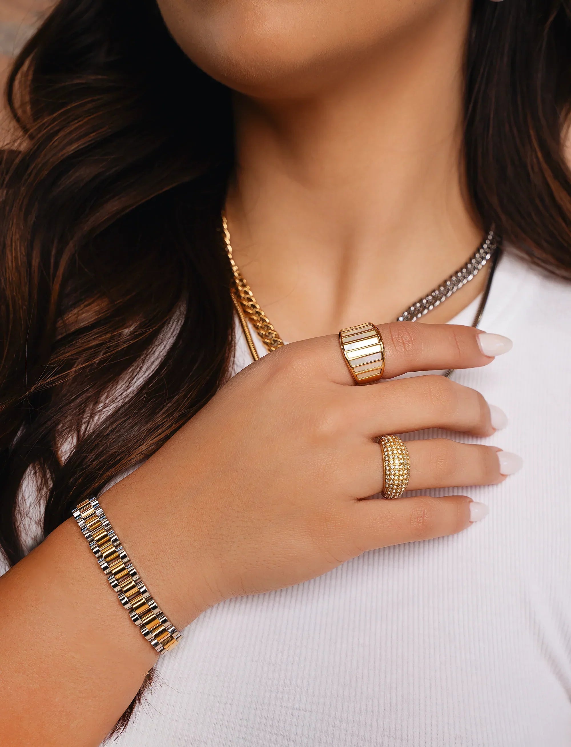 Vega Silver and Gold Band Bracelet