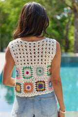 Iris Ivory Crochet Tie Cardigan Tank