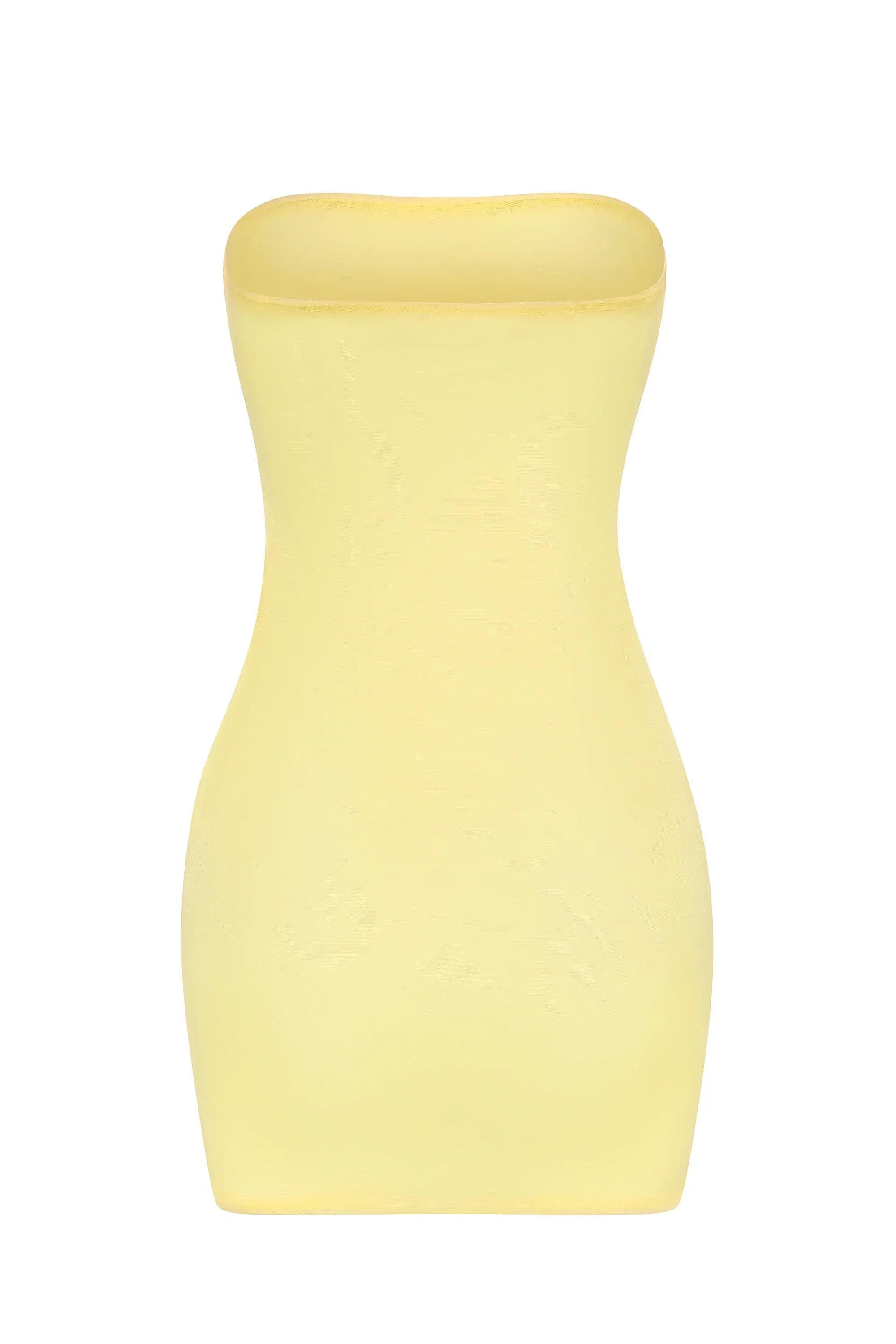 Soft Sheer Mesh Bandeau Mini Slip Dress in Yellow