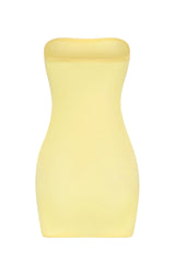Soft Sheer Mesh Bandeau Mini Slip Dress in Yellow