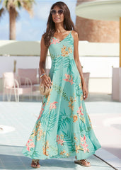 Tie Back Maxi Dress Green Multi