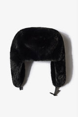 Faux Fur Trapper Hat in Black