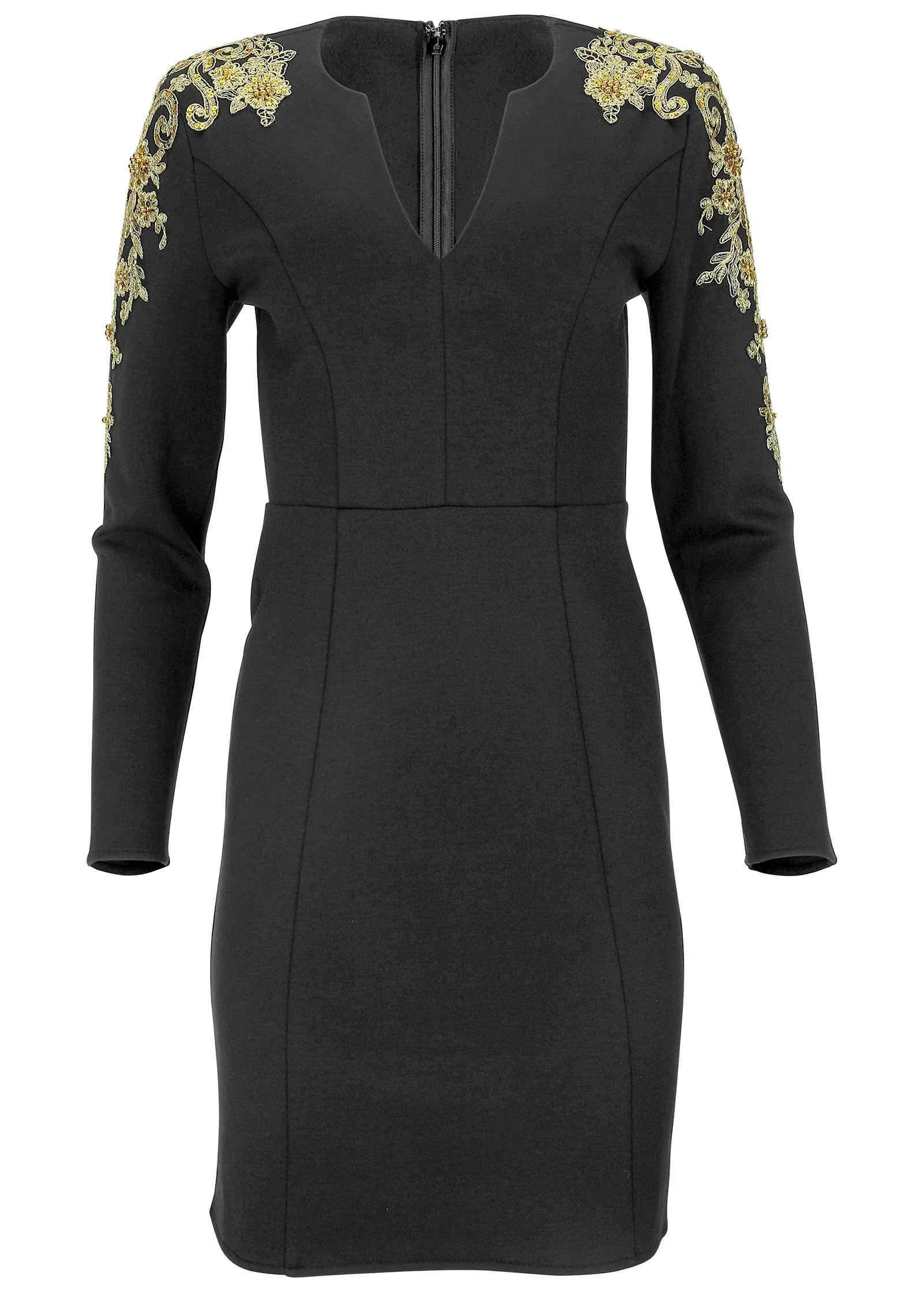 Embellished Scuba Dress Jet Black
