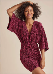 Metallic Leopard Mini Dress Black Pink