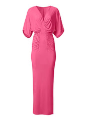 Drape Sleeve Maxi Dress Hot Pink