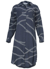 Maxi Button Front Blouse Yacht Rope Print