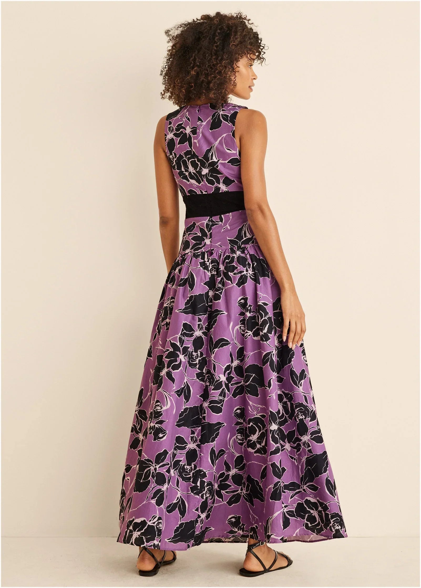 Lace Detail Drop Waist Maxi Daffodil Floral
