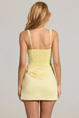 Embellished Corset Mini Dress in Lemon Yellow