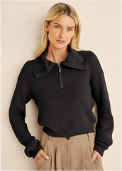Quarter Zip Pullover Jet Black