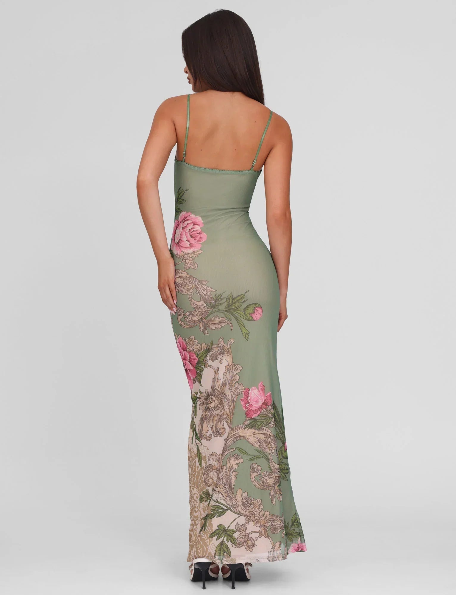 JULIANNA DRESS GREEN FLORAL ROCCOCO FLORAL