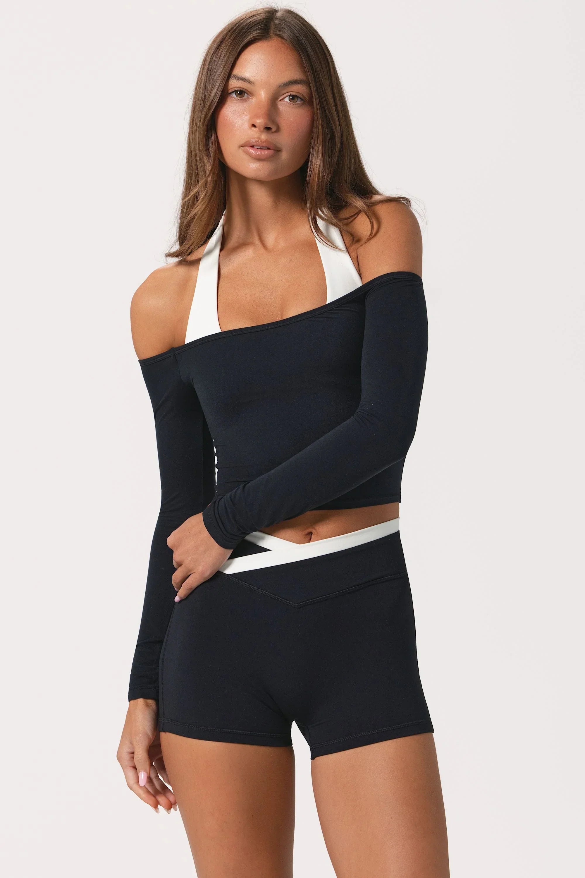 Soft Jersey Off Shoulder Top in Black