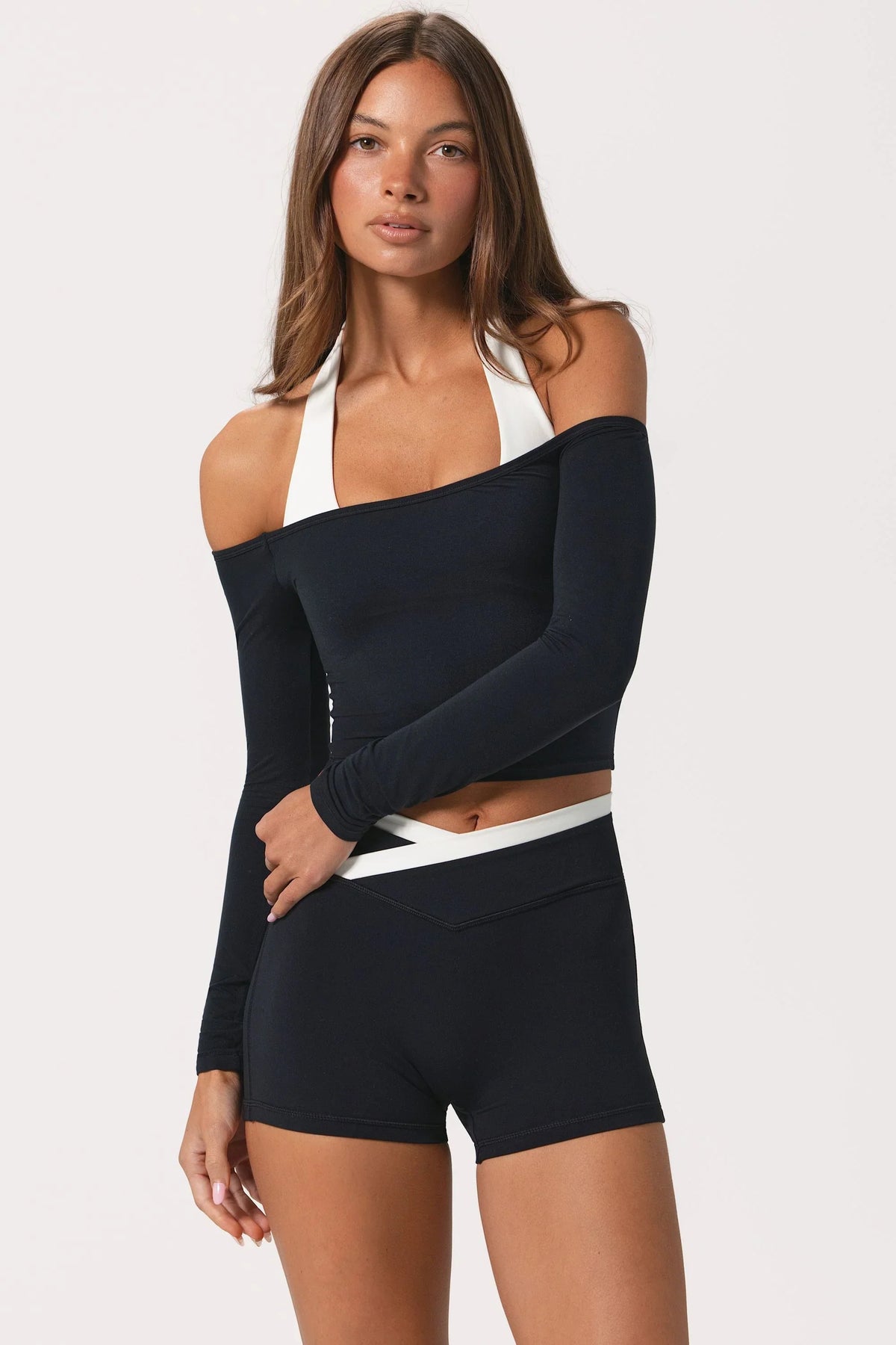 Soft Jersey Off Shoulder Top in Black