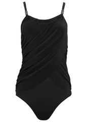 Slimming Draped One Piece Black Beauty