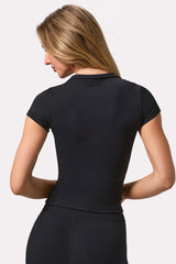 Soft Active Quarter Zip Top in Black