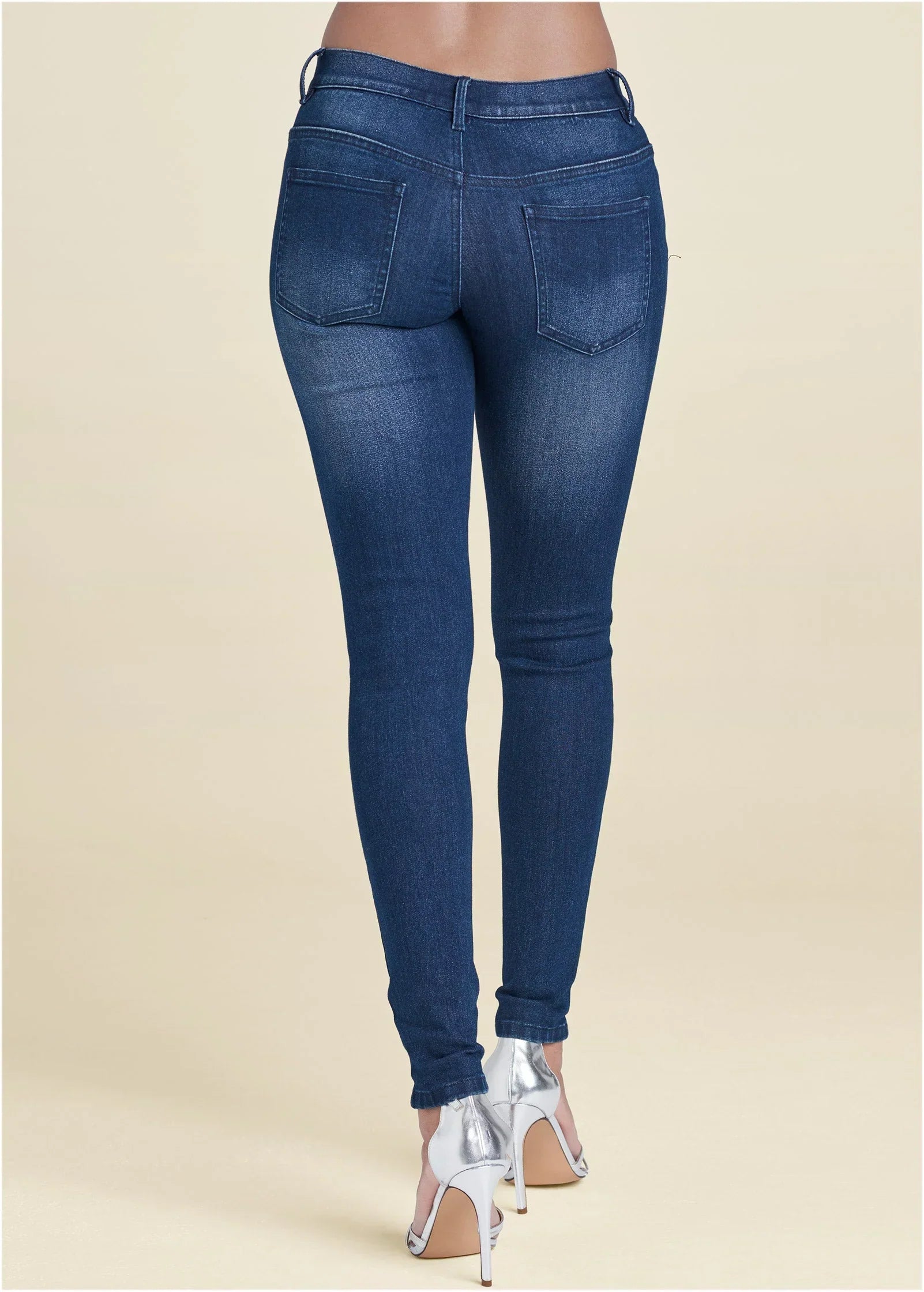 Ripped Skinny Jeans Dark Wash