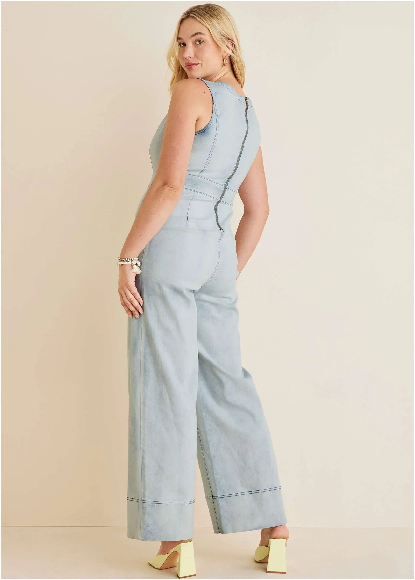 Stretch Denim Jumpsuit Light Wash