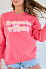 Beach Vibes Light Red Graphic Sweatshirt