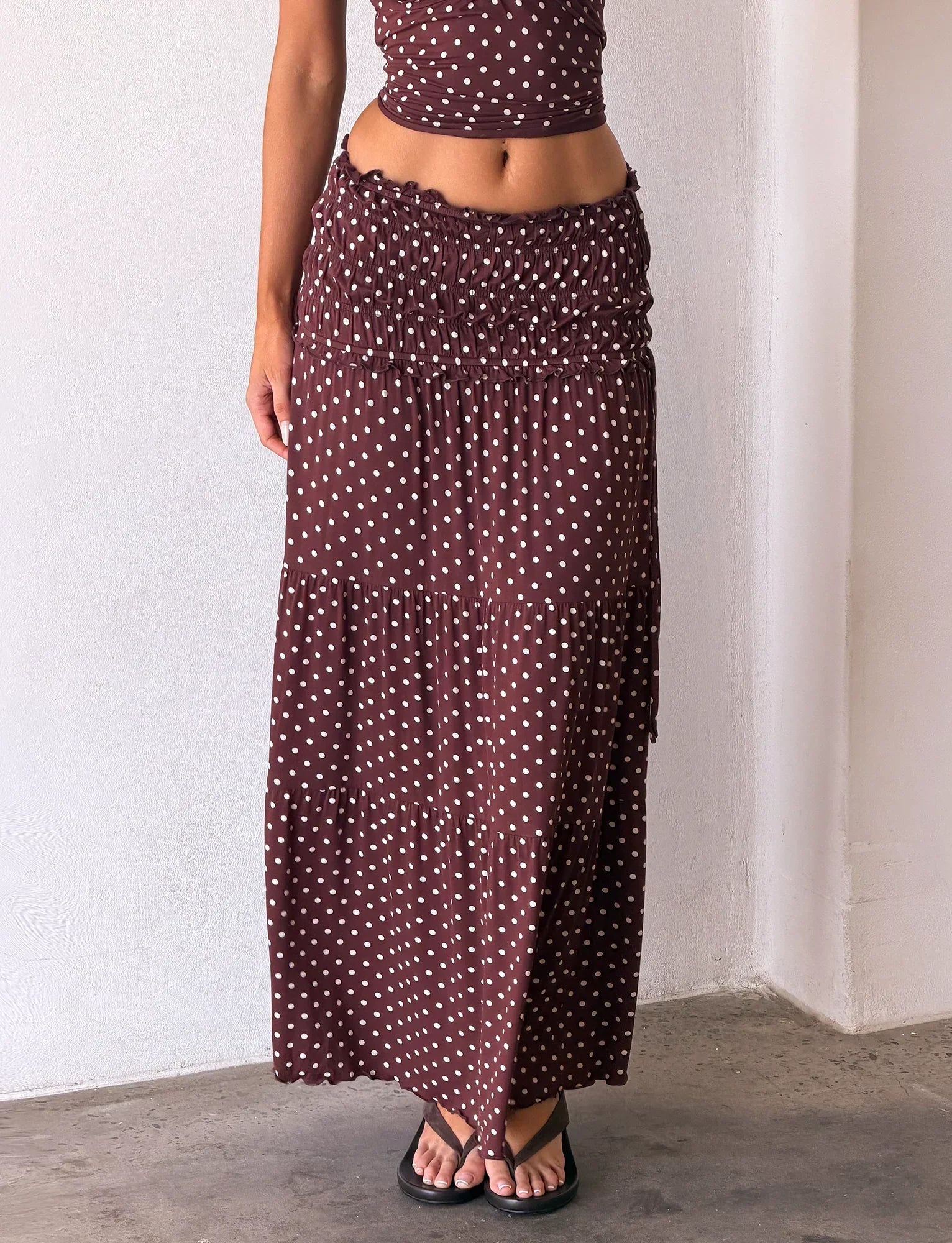 DENALI MAXI SKIRT BROWN DOT