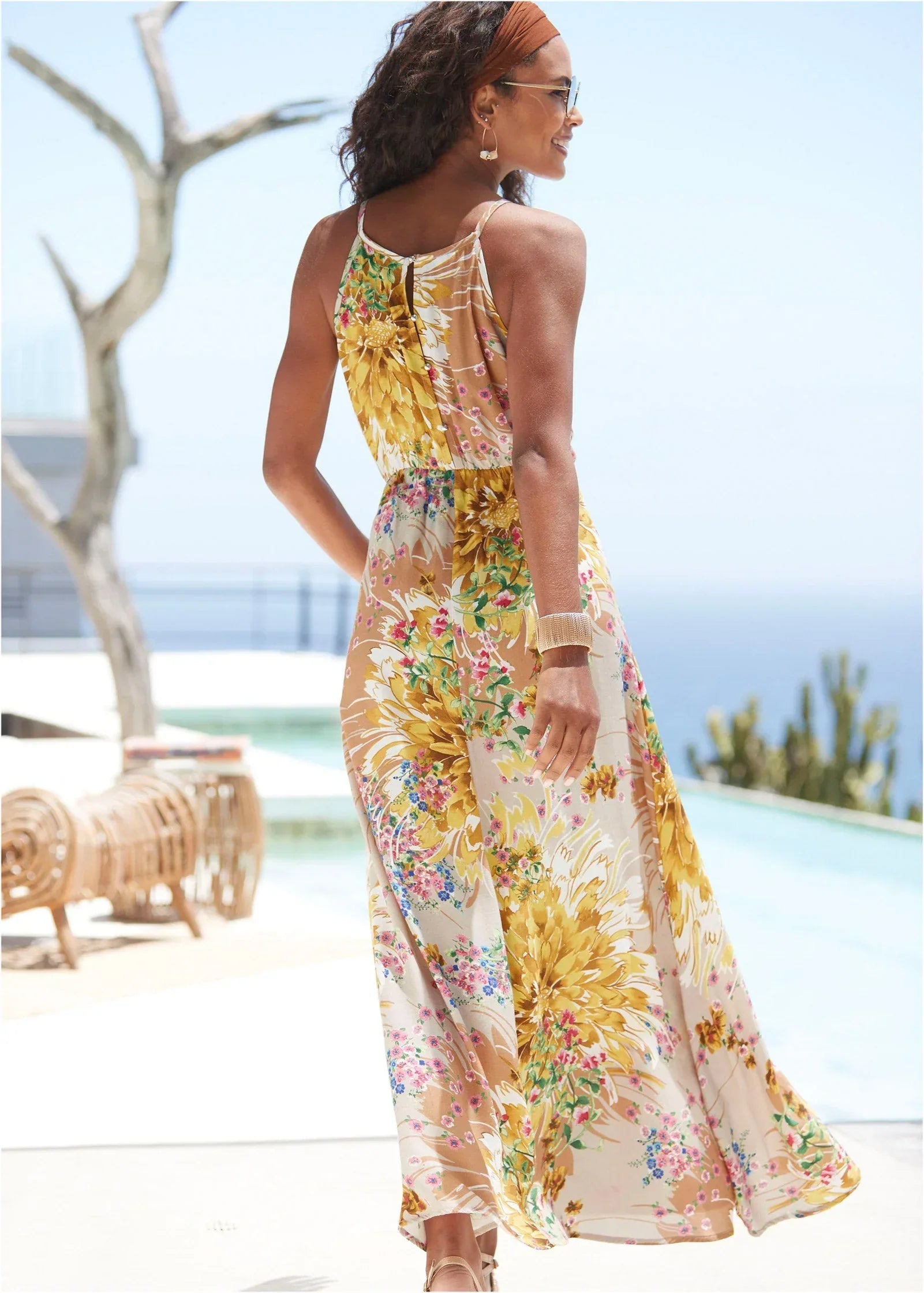 Floral Maxi Dress Yellow Multi