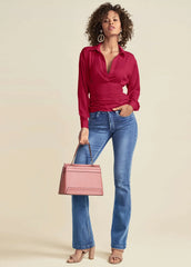 Ruched V Neck Blouse Granita