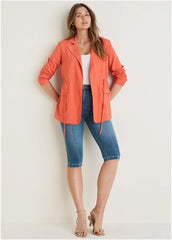 Linen Drawstring Blazer Burnt Orange