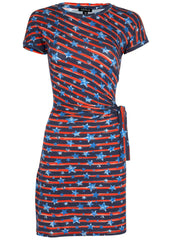 Tie Front T Shirt Dress Dark Gettysburg Gouache